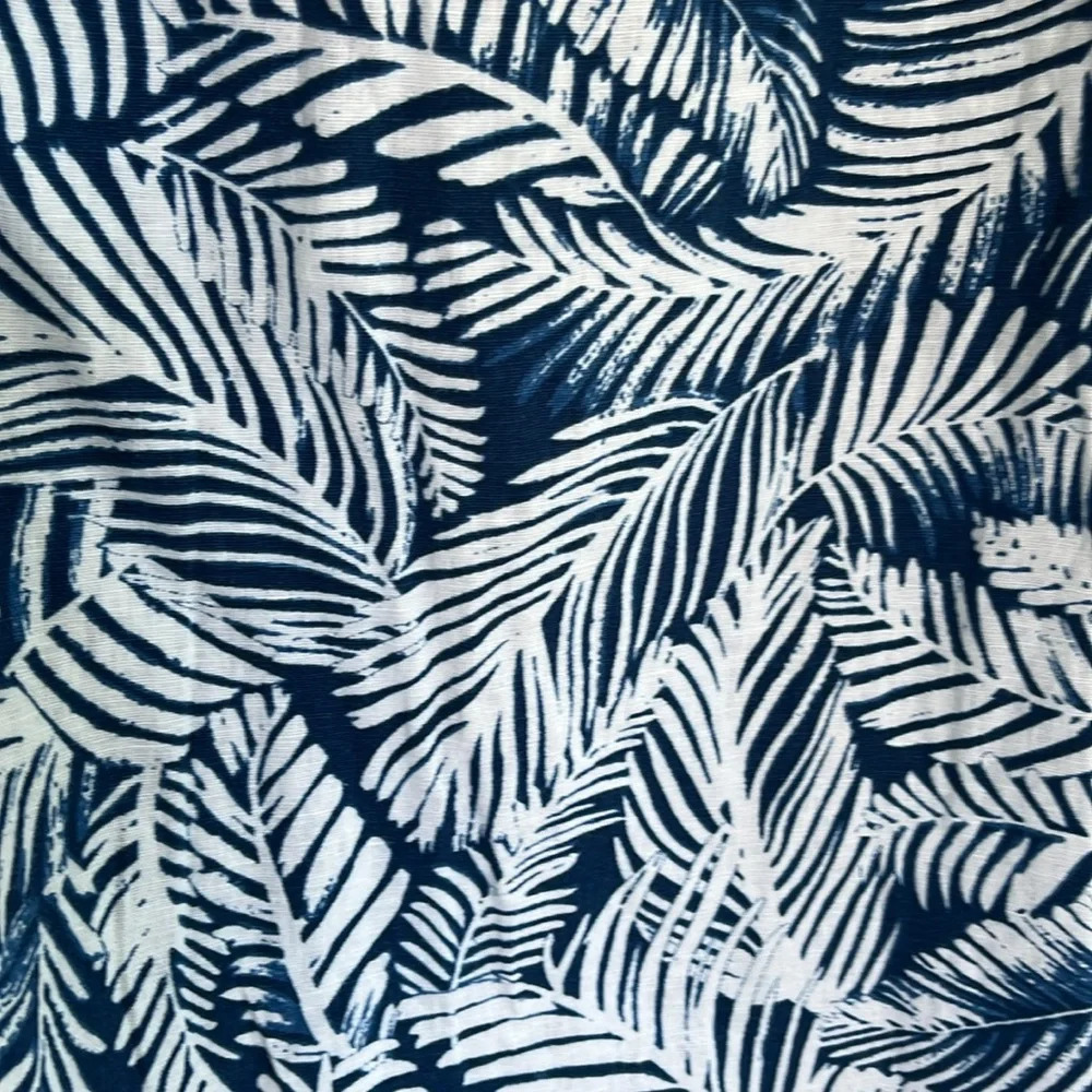 Anne Klein Blue & White Linen Blend Palm Print Dress M - Picture 6 of 9